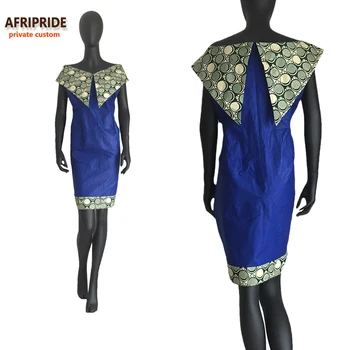 2017 afrikanske Efteråret kvinder kjole AFRIPRIDE egen tilpassede lang matros krave midi kjole super batik bomuld plus size A722586