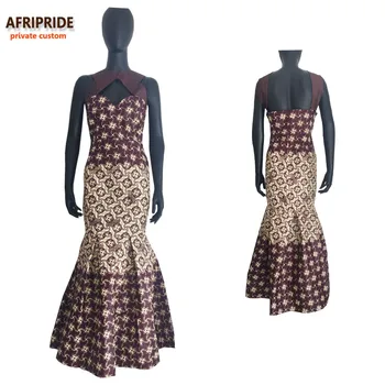 2017 afrikanske formel part kjole AFRIPRIDE egen tilpassede ærmeløs gulv-længde trompet kvinder part kjole i bomuld A722569