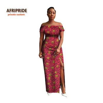 2017 AFRIPRIDE egen tilpassede afrikanske tøj efteråret kjole kort ærme maxi batik-side-åbning, fest kjole til kvinder A722538