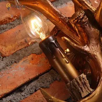 2017 Art Deco-Retro Væg Lampe Amerikansk Country væglampe Harpiks Hjorte Horn Gevir Lampeskærme Dekoration Sconce Gratis fragt