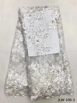 2017 Broderi mesh tyl blonde stof 5yards blomst mønster beaded afrikanske lace fabrics engros til bryllup part JLW-106