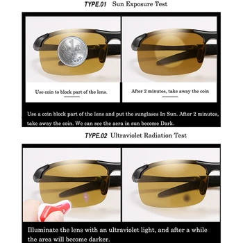 2017 Dag Nat Fotokromisk Polariserede Solbriller Mænds Solbriller til Drivere Mandlige Sikkerheden Kørsel Fiskeri UV400 Sol Briller