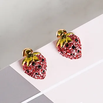 2017 Dejlige Søde Frugter Øreringe Til Kvinder Brinco Små Rhinestone Jordbær, Vandmelon Form Earings Mode Smykker