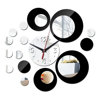 2017 dobbelt farve nye 3d-akryl væg ur hjem klistermærker udsmykning diy vintage spejl kvarts moderne design ur