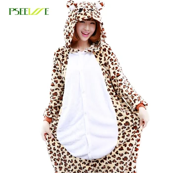 2017 Dyr Voksen leopard onesie Flannel Cosplay Kostume Pyjamas leopard Buksedragt onesie pyjamas voksne dyr kostume