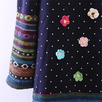 2017 efterår og vinter kimono flonel sengetøj splejse regnbue stribet t-shirt, Elegante damer, prikkede bluse med broderi Blomster blusas