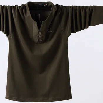 2017 Efteråret langærmet Mænd T-shirt plus Shirts store løse fyr stor størrelse Herre langærmet V-neck T-Shirt