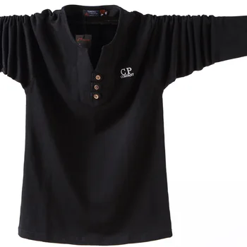 2017 Efteråret langærmet Mænd T-shirt plus Shirts store løse fyr stor størrelse Herre langærmet V-neck T-Shirt