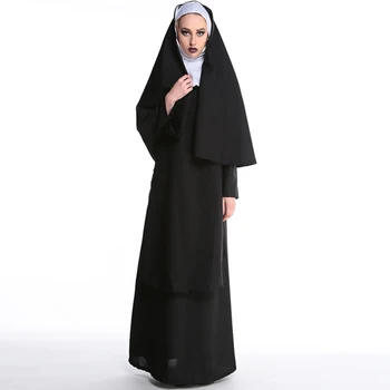 2017 Engros Jomfru Maria Nonner Kostumer til Kvinder, Sexet Lang Sort Nonne Kostume arabisk Religion Munk Ghost Uniform Halloween
