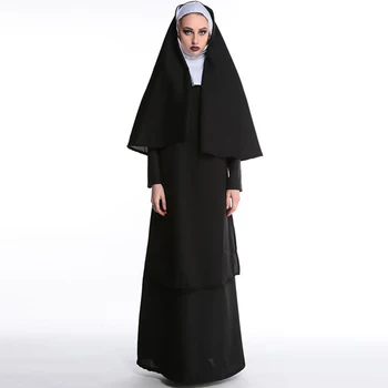 2017 Engros Jomfru Maria Nonner Kostumer til Kvinder, Sexet Lang Sort Nonne Kostume arabisk Religion Munk Ghost Uniform Halloween