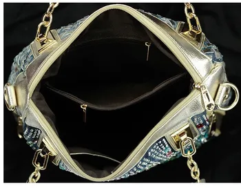 2017 fashion brand luksus taske designer håndtasker i høj kvalitet guld diamante vævede tasker denim