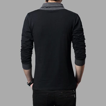 2017 Fashion Brand Tendens Slim Fit langærmet T-Shirt Mænd Patchwork Krave Tee V-Hals Mænd T-Shirt i Bomuld T-Shirts Plus Størrelse 4XL
