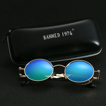 2017 HD polariseret runde metal solbriller uv400 mænds solbriller feminin kvinders vintage gafas de sol metal BESKYTTELSESBRILLER med box