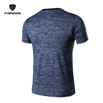 2017 Herre Sport Shirts til Mænd Kører Korte Ærmer Uddannelse Exericise Sved absorberende Tights Workout Fitness T-Shirt