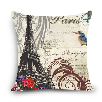 2017 hjem dekorative smide pude Paris Eiffel Tower Print Hjem Dekorativ Pude Vintage Bomuld Pladsen pudebetræk MYJ-G4
