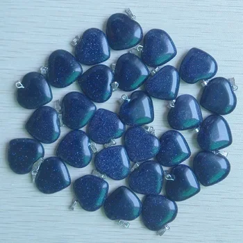 2017 hjertet på en naturlig blå sand, sten charms vedhæng til smykkefremstilling top Kvalitet 20mm 50stk/masse Engros-gratis fragt