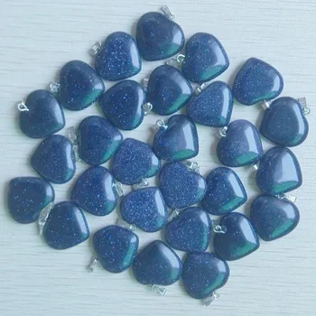 2017 hjertet på en naturlig blå sand, sten charms vedhæng til smykkefremstilling top Kvalitet 20mm 50stk/masse Engros-gratis fragt
