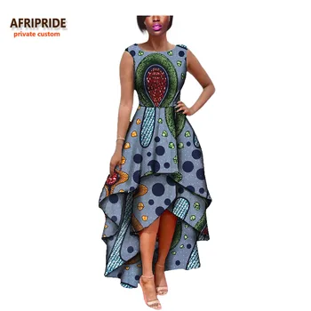 2017 hot salg afrikanske kjole til kvinder AFRIPRIDE egen tilpassede ærmeløs plisserede party dress ren voks bomuld A722582