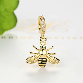 2017 Hot Salg Guld Farve Strålende Bee Charme Perle Passer Oprindelige BW Armbånd Halskæde Autentisk Mode, DIY Smykker
