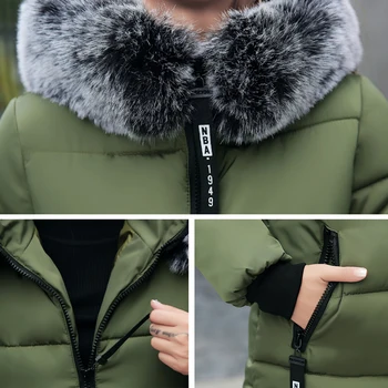 2017 hætteklædte plus størrelse 3XL lange kvinder vinter jakke med pels krave varm tyk parka bomuld polstret kvindelige mode womens frakke