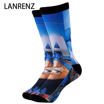 2017 komiske Steve Rogers udskrivning af Mænd og kvinder mode Sjove sokker 3d printet sokker 200 strikke olie maleri compression sock