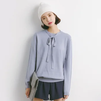 2017 kvinders pullover sweater løs snor grundlæggende sweater kvindelige A928