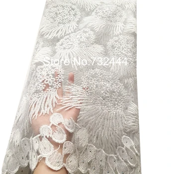 2017 Lilla afrikanske lace fabrics til bryllup hvid royal gold pink fransk blonde stof med sten seneste tyl blonde stof