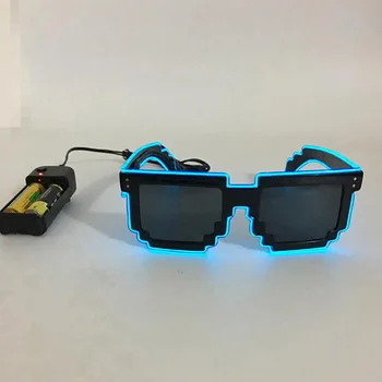 2017 lyser 8 bit pixel Mode Lyd Aktiveres Skifte El Briller,Solbriller til party show el wire solbriller el solbriller