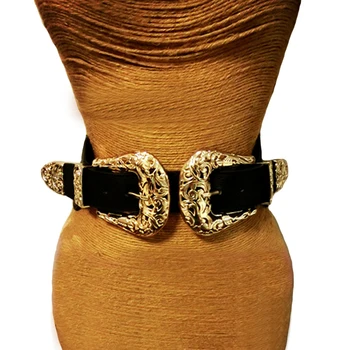 2017 Mode Kvindelige Vintage Strap Metal Pin Spænde Læder Bælter elastisk Designer sexet hule bredt bælte i taljen For Kvinder