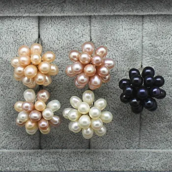 2017 Mode Perle Smykker Dråbe Vand Naturlige Ferskvands Perle Blomst Vielsesring naturlige Perle ring For Kvinder