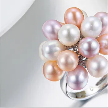 2017 Mode Perle Smykker Dråbe Vand Naturlige Ferskvands Perle Blomst Vielsesring naturlige Perle ring For Kvinder