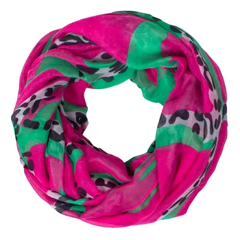 2017 Mode Trykt Leopard Infinity Polyester Sjal Loop Tørklæde Kvinder Dame Rød/pink/sort Tørklæde 180*90cm