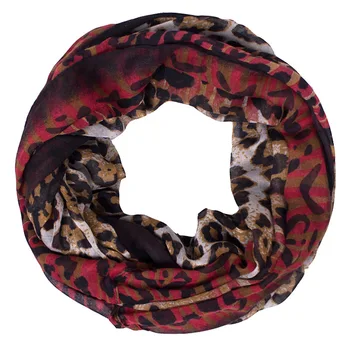 2017 Mode Trykt Leopard Infinity Polyester Sjal Loop Tørklæde Kvinder Dame Rød/pink/sort Tørklæde 180*90cm