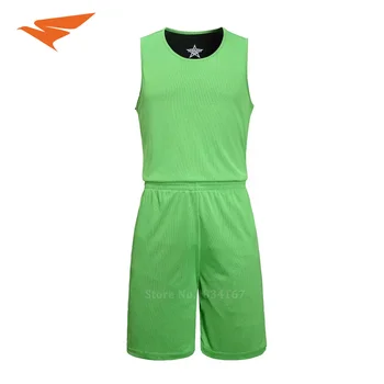 2017 Mænd Reversible Basketball Sæt Uniformer kits Sports tøj Dobbelt-side basketball trøjer DIY individuel Træning passer