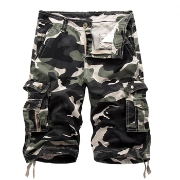 2017 Mænd Sommeren Army Camouflage Shorts til Mænd Mode Cargo Shorts Mandlige workoutshort Homme Bomuld Shorts Baggy Taktiske Shorts 38