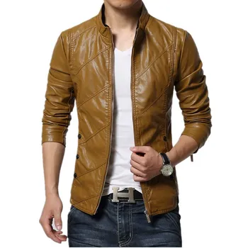 2017 mærke-tøj foråret slim fit Mænds læder jakke og frakke i imiteret PU læder biker jakker mandlige pels motorcykel jakke