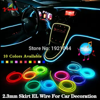 2017 Ny 2.3 mm-nederdel EL Wire Fleksibel Neon Lys Reb 10 Farve Valg Omfatter Ikke EL-Driver Til Bil Intern Part Dekoration