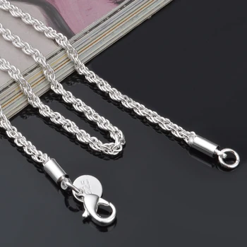 2017 ny 925 sterling sølv smykker, engros erklæring mode 4mm snoet reb mænd halskæde vitage vedhæng i sølv kæde