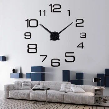 2017 ny akryl væg ur quartz ur stue moderne 3d-spejl klistermærker reloj forhold horloge store dekorative ure