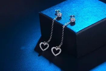 2017 ny ankomst af høj kvalitet romantisk kærlighed hjerte skinnende zircon 925 sterling sølv damer'drop øreringe smykker engros gave