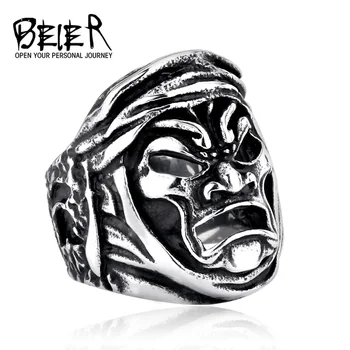 2017 ny butik Hero Of Sparta-Kriger Maske Ring For Mennesket Fabrik Rustfrit Titanium Stål Punk-og Heavy Metal Smykker BR8-211