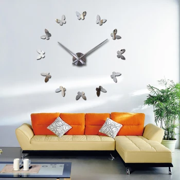 2017 Ny Diy-vægur Akryl Ure Mekaniske Ure Reloj De Forhold Stue Moderne 3d-Spejl Klistermærker Horloge Hjem Klok