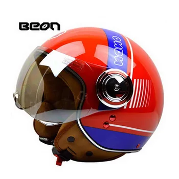 2017 Ny hollandsk BEON Retro stil halve ansigt Motorcykel hjelm B-110B el-cykel motorcykel hjelme til mænd/kvinder, gyldig e af ABS