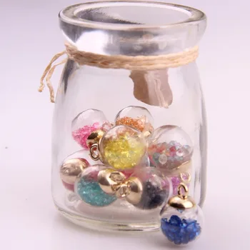2017 Ny koreansk Stil Farverige Gennemsigtige Glas Bolden Kviksand Dobbeltsidet Zircon For DIY Smykker Øreringe, Charms Accessaries