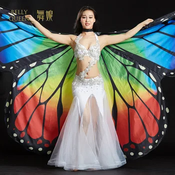 2017 ny Mavedans rekvisitter 360 åbne sommerfugl vinger til kvinde, mavedans, tilbehør ydeevne mavedans vinger