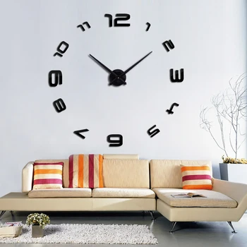 2017 ny mekanisk 3d diy vægure hjem dekorationer akryl spejl ur horloge moderne ur mærkat gratis fragt real