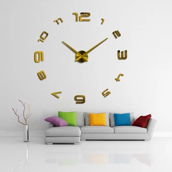 2017 ny mekanisk 3d diy vægure hjem dekorationer akryl spejl ur horloge moderne ur mærkat gratis fragt real