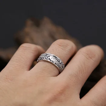 2017 Ny S990 Sterling Sølv Ring Mænds Smykker Magpie Blomst Bryllup Mærke Ring Kvinder Gave Fine Smykker engros R18