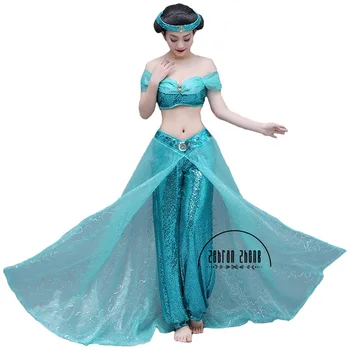 2017 Ny Stil Aladdin + Jasmin: Prinsesse Cosplay Kostume Til Voksne Kvinder, Piger Halloween Fest Kostume Custom Made