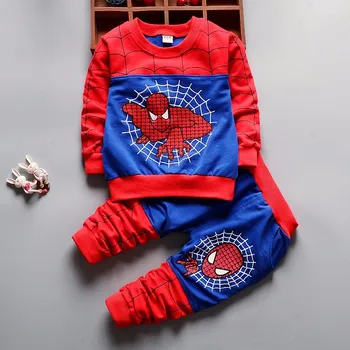 2017 Ny Stil Baby Boy Tøj 3stk Suit/set Børn Spiderman Lange Ærmer T-shirt+hætte Lynlås Vest+patchwork Bukser Sæt